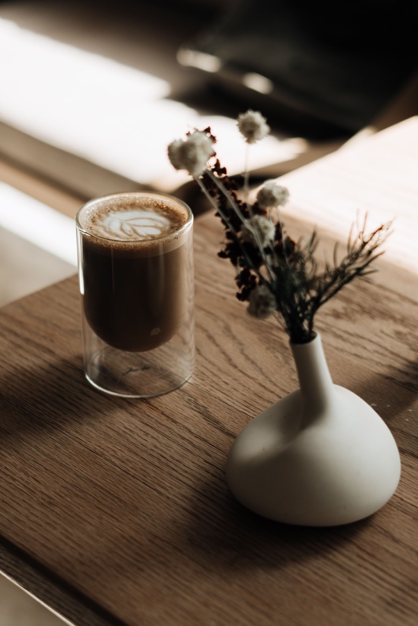 Coffee and dried flowers